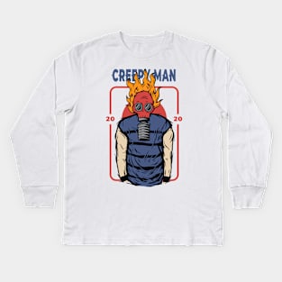 creepy man with gas mask Kids Long Sleeve T-Shirt